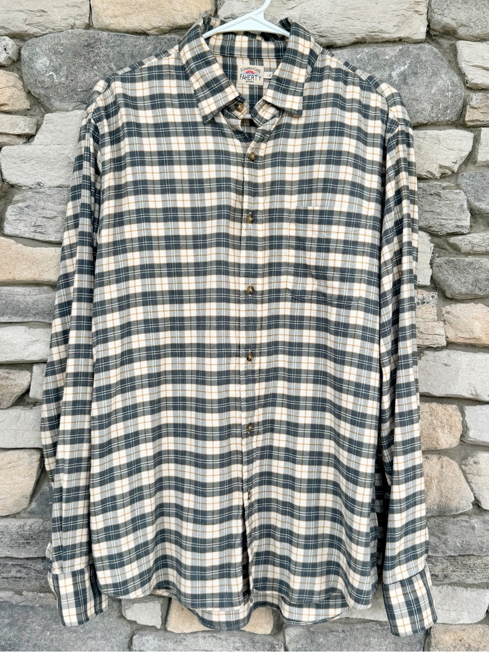 Faherty The Movement Plaid Featherweight Flannel Shirt Mens Large